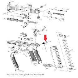 GLOCK OEM EXTENDED - ODWRACALNY ZWALNIACZ MAGAZYNKA, GEN 4-5 mały szkielet / np. 9x19mm