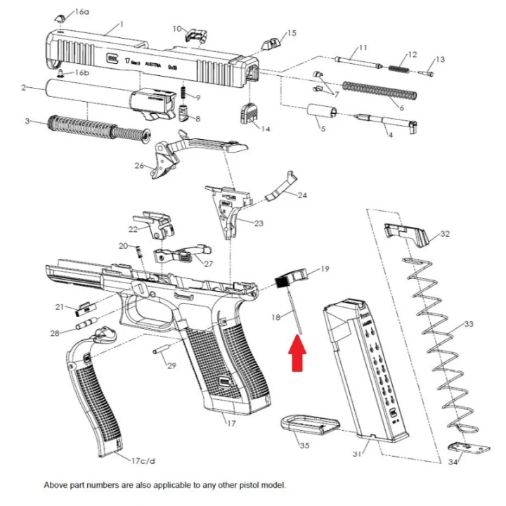 GLOCK OEM Sprężyna zatrzasku Magazynka, wszystkie modele oprócz 21SF