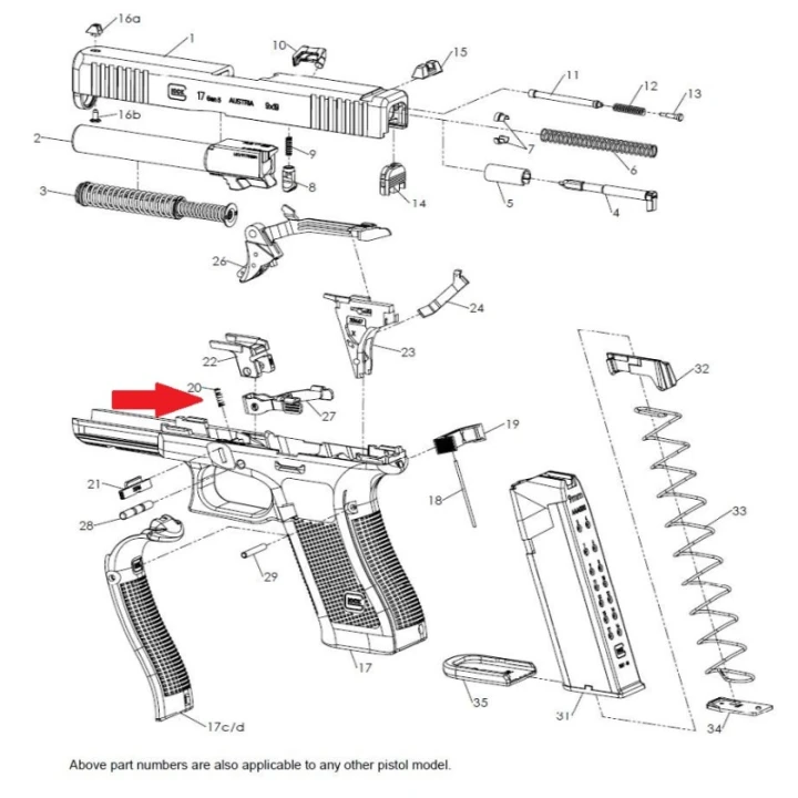 Glock Sprężyna Prowadnicy blokującej, Standard Gen 5