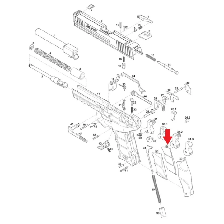 H&K / Prawa Nakładka na chwyt HK P30, P30L - Rozmiar L
