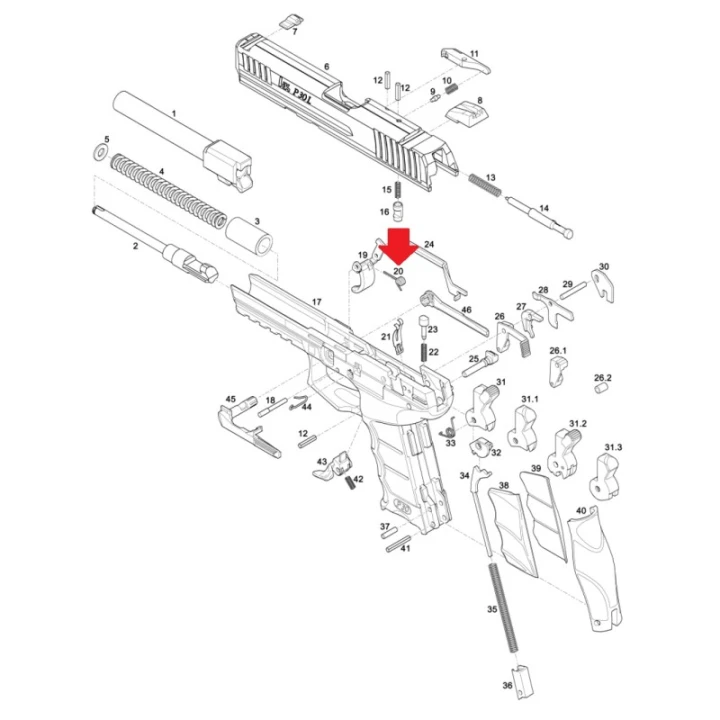 H&K / Sprężyna powrotna spustu HK P30, P30L, V4 średnia - LEM/CDA V4.1