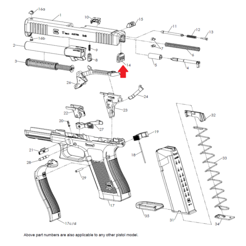Glock Płytka Oporowa Zamka do Slimline G43+43X+48