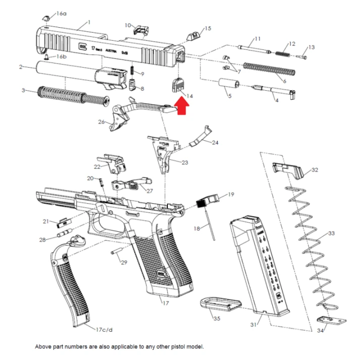 Glock Płytka Oporowa Zamka do Slimline G43+43X+48